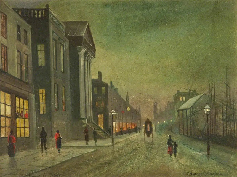 Liverpol Rıhtımları (panel 1/5) - John Atkinson Grimshaw
