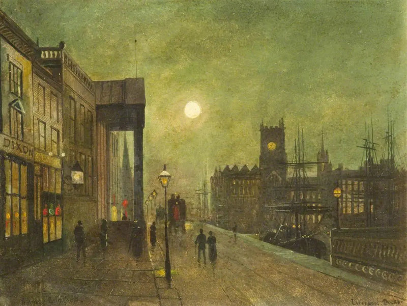 Liverpol Rıhtımları (panel 3 üzeri 5) - John Atkinson Grimshaw