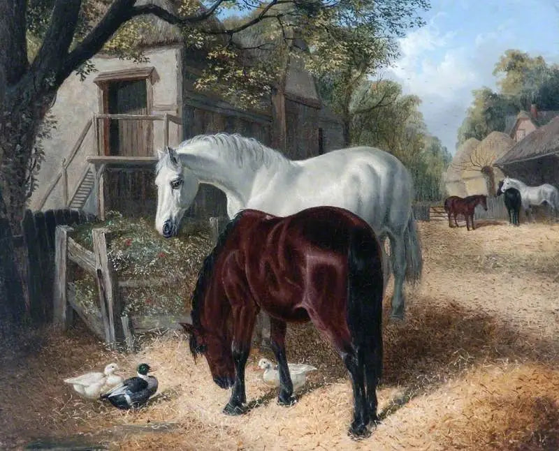 Ahır Sahnesi ve Atlar - John Frederick Herring, Sr.