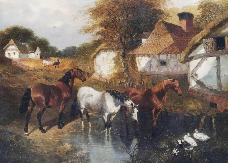 Bir çiftlik köşesinde atlar - John Frederick Herring, Sr.