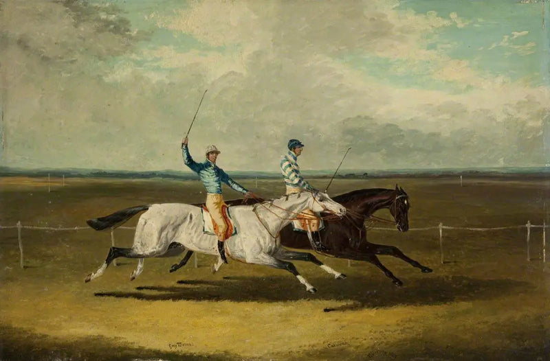 İki yarış atı – « Grey Momus » ve « Caravan » – Yarışlar - John Frederick Herring, Sr.