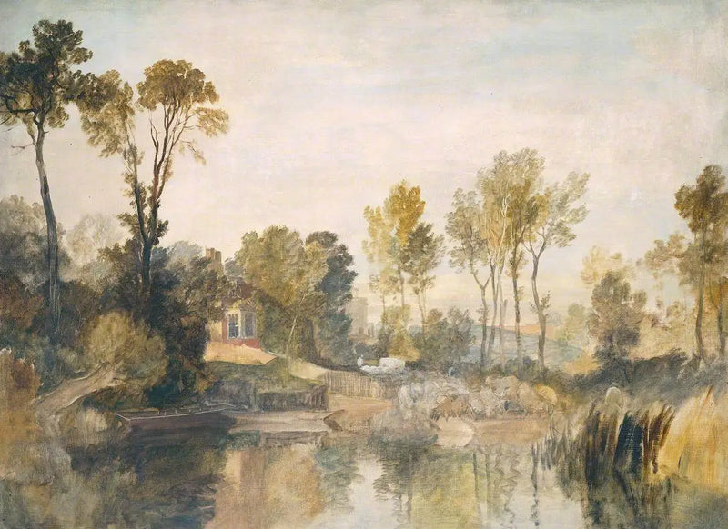 Nehir Kenarındaki Ev, Ağaçlar ve Koyunlar ile - J. M. W. Turner
