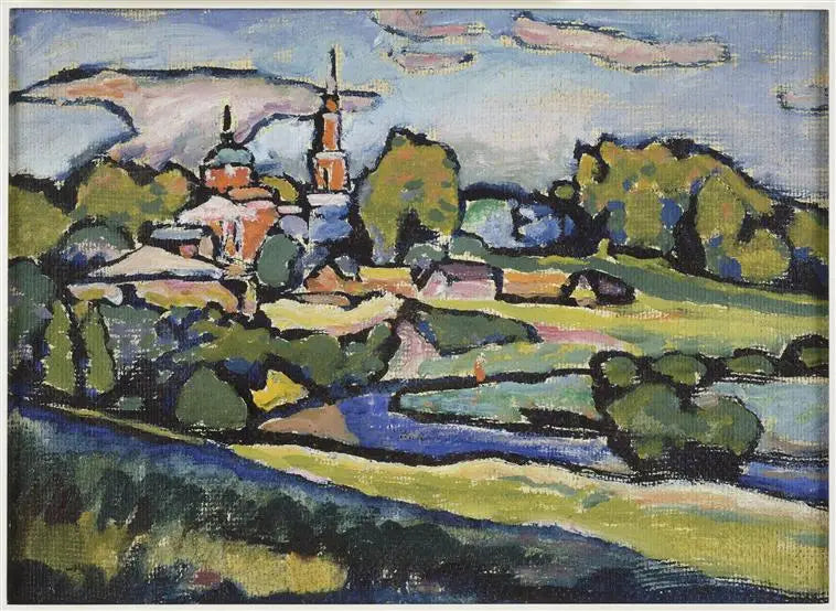 Akhtyrka, kırmızı kiliseli manzara - Vassily Kandinsky