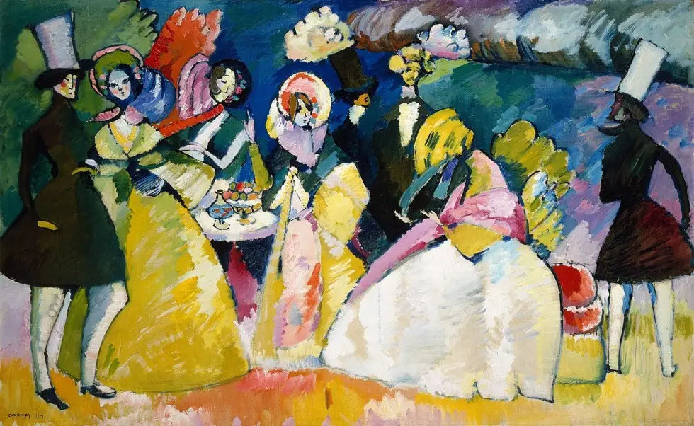 Reproduction du tableau « Groupe en crinolines - Vassily Kandinsky » par Alpha Reproduction en peinture à l’huile