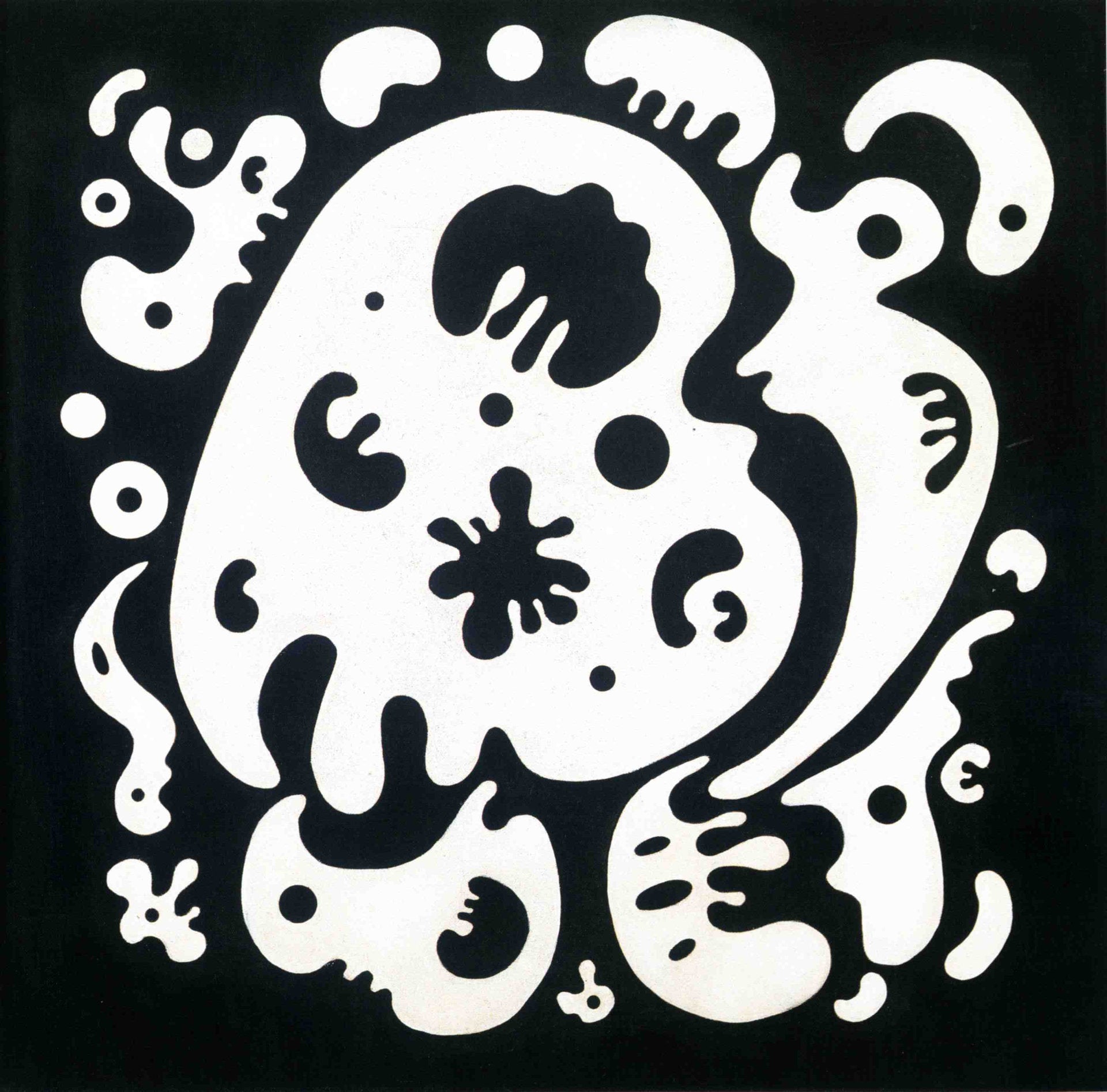 Reproduction du tableau « Formes noires sur blanc - Vassily Kandinsky » par Alpha Reproduction en peinture à l’huile