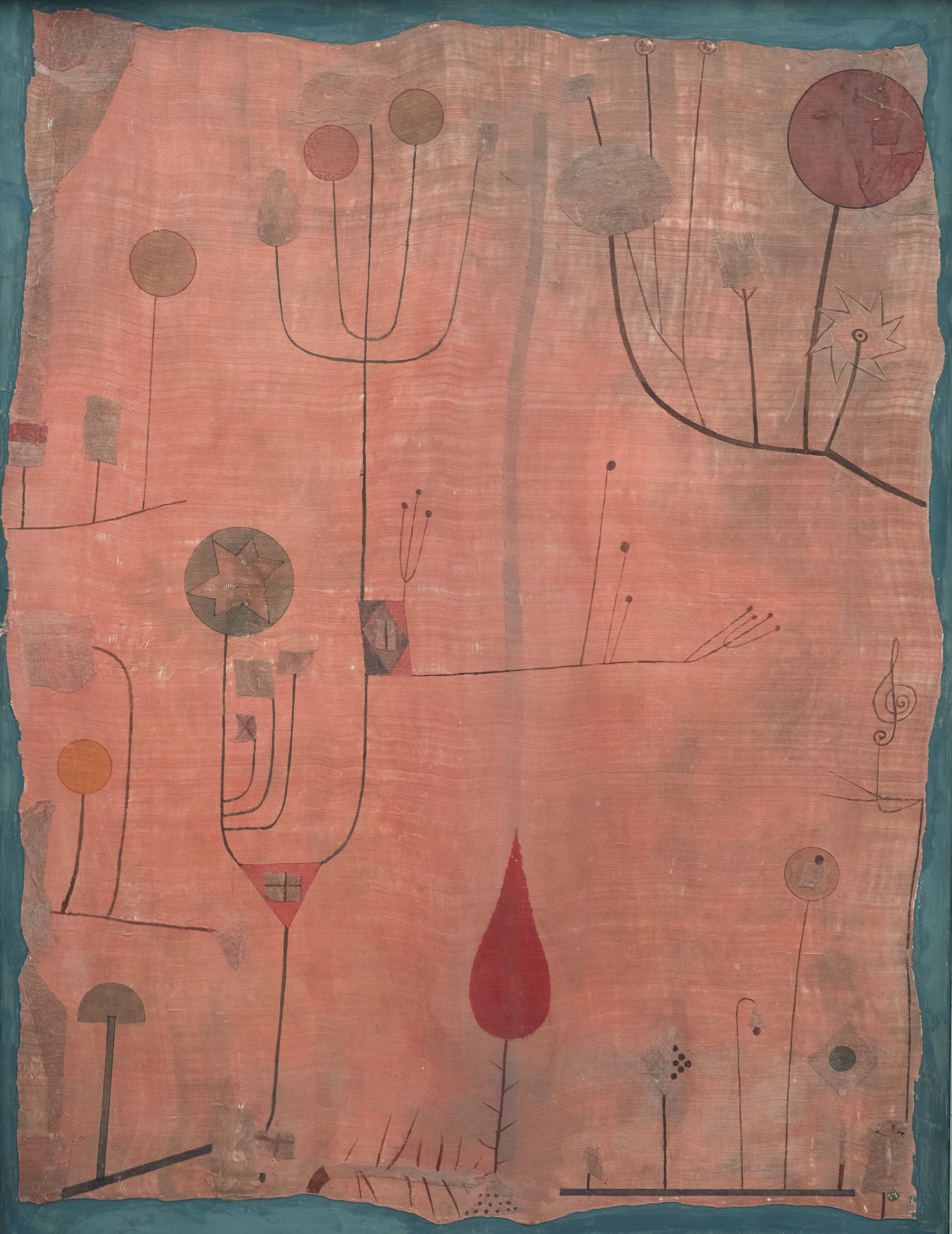 Kırmızı Arka Planda Meyveler - Paul Klee
