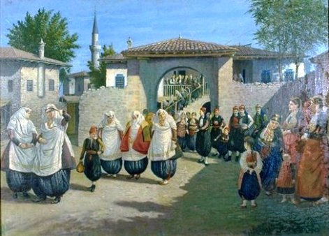 Mariage à Shkodër, Kolë Idromeno, 1924, huile sur toile
