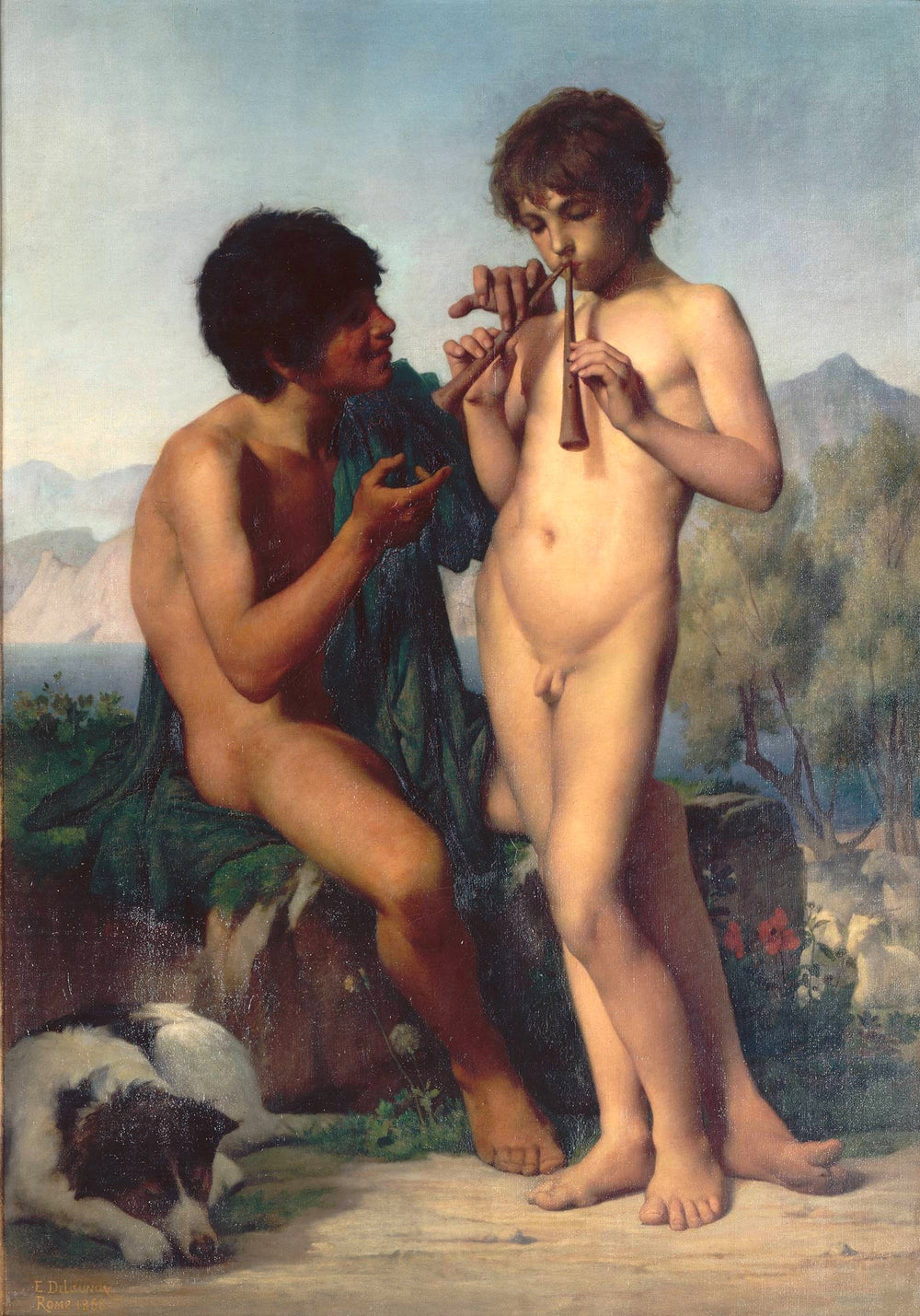 La Leçon de flûte - Jules-Élie Delaunay