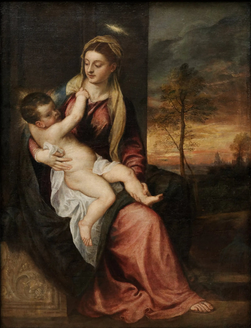 İsa ve Meryem Ana, Akşam Manzarasında - Titian