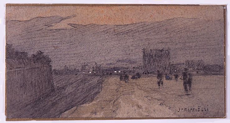 Paysage avec route approchant de la ville - Jean-François Raffaëlli