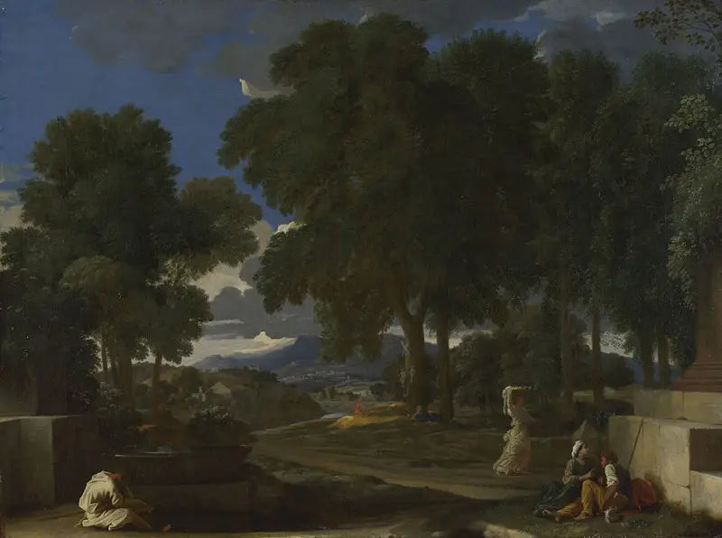 Bir adamın ayaklarını yıkadığı manzara - Nicolas Poussin