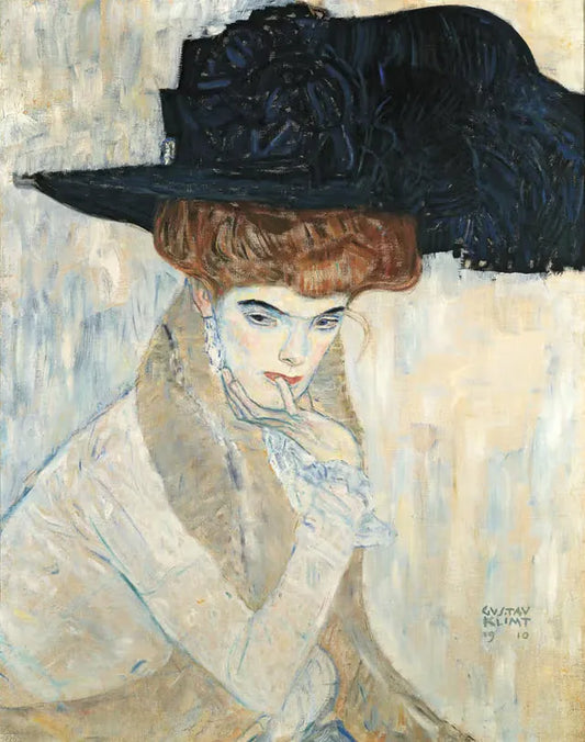 🎩✨ Siyah Tüylü Şapka – Gustav Klimt (1910)