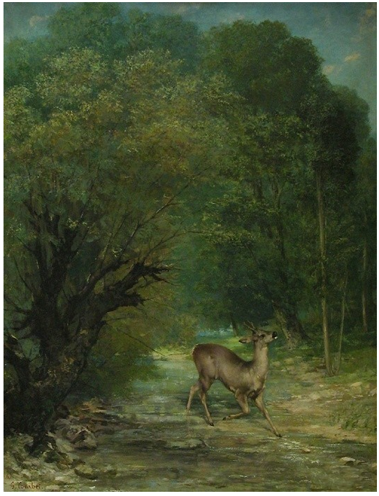 Le Chevreuil chassé aux écoutes, printemps - Gustave Courbet
