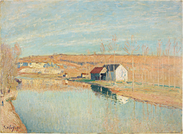 Reproduction du tableau « Le Loing et les coteaux de Saint-Nicaise - Soleil de Mars - Alfred Sisley » par Alpha Reproduction en peinture à l’huile