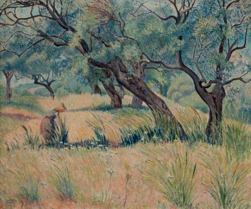 Les Oliviers (Oliveraie Matin) - Lucien Pissarro