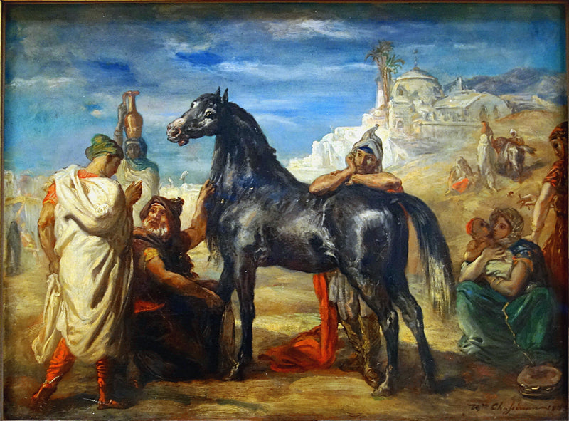 Arap satıcı, bir dişi at sergiliyor - Théodore Chassériau
