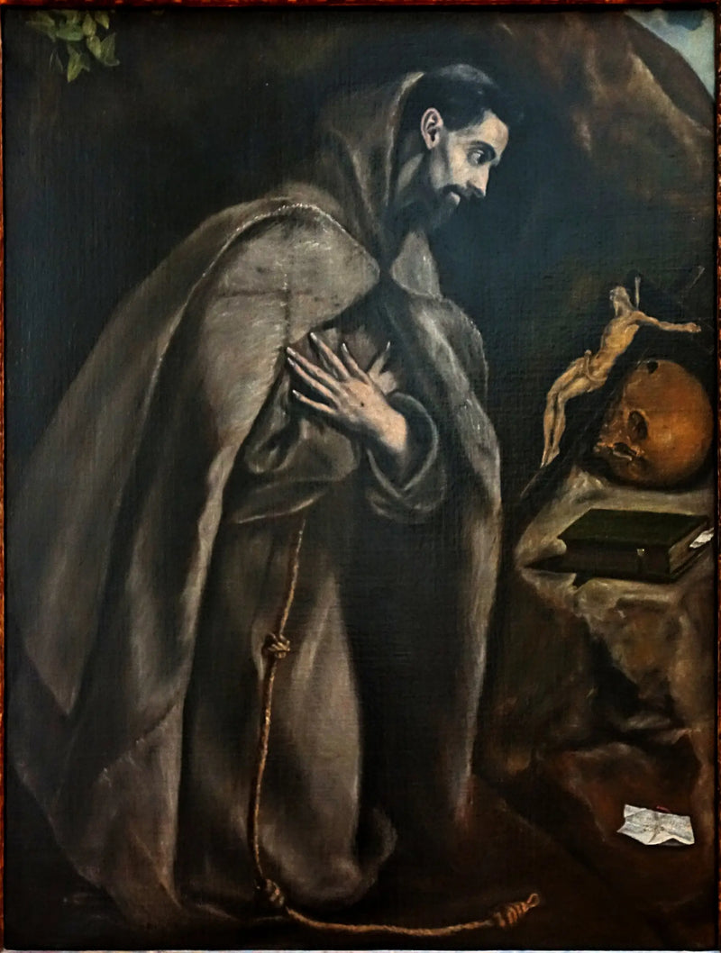 El Greco Saint François Dua Ederken Çarmıh Önünde