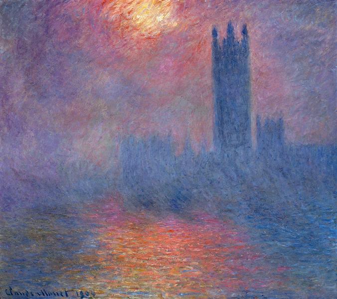 🌫️ Londra, Parlamento, sis içinde güneş ışığı deliği – Claude Monet (1904)