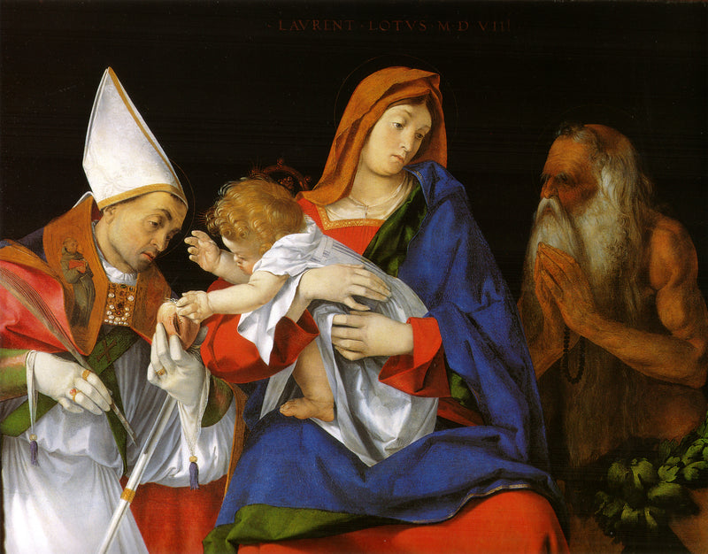 İsa Anası ve Aziz İgnatius ve Onuphrius ile - Lorenzo Lotto