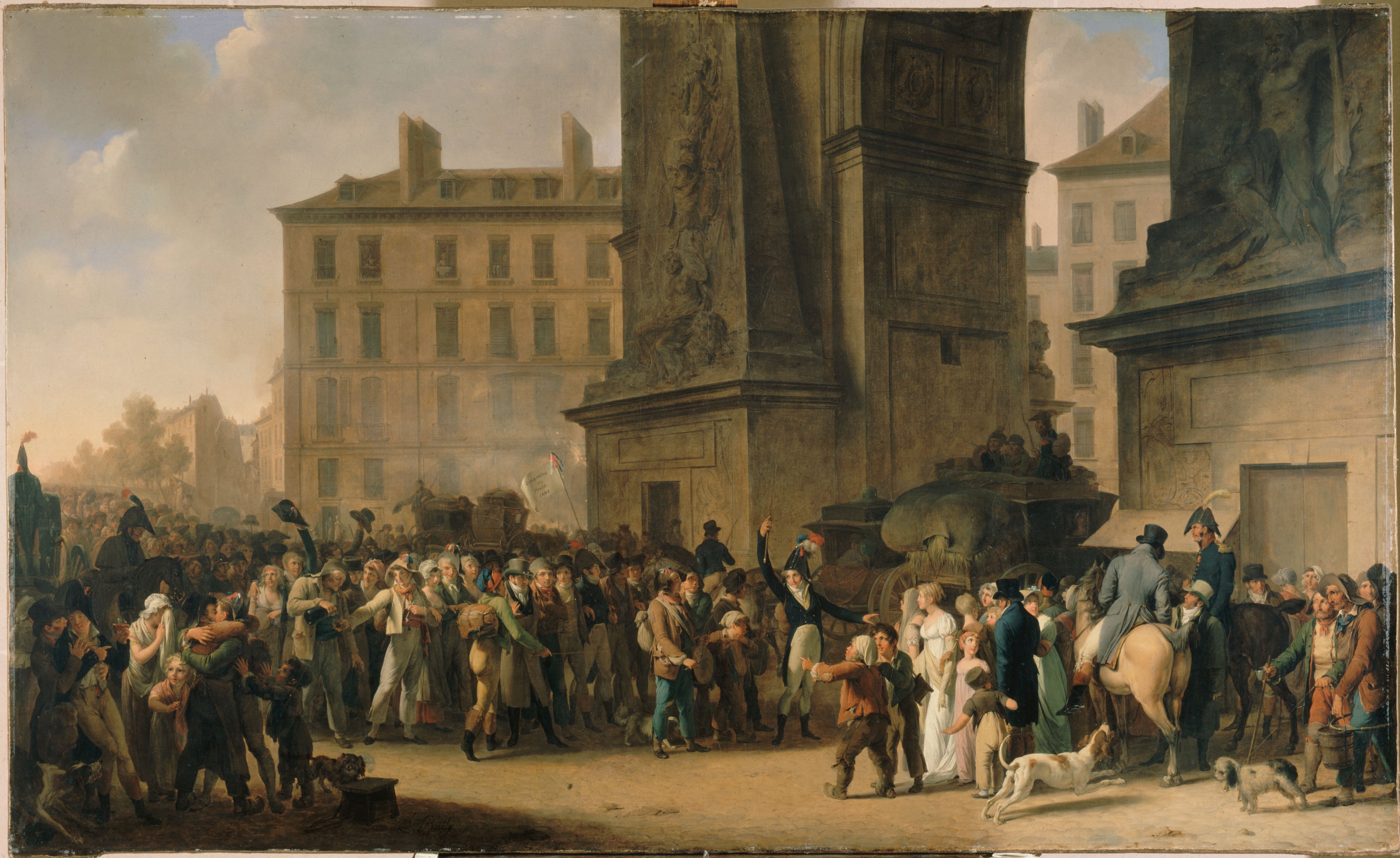 Les Conscrits de 1807 défilant devant la porte Saint-Denis - Louis-Léopold Boilly