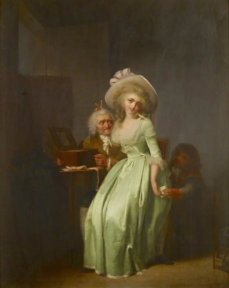 Genç bir kadın, yaşlı bir hayranıyla alay ediyor - Louis-Léopold Boilly