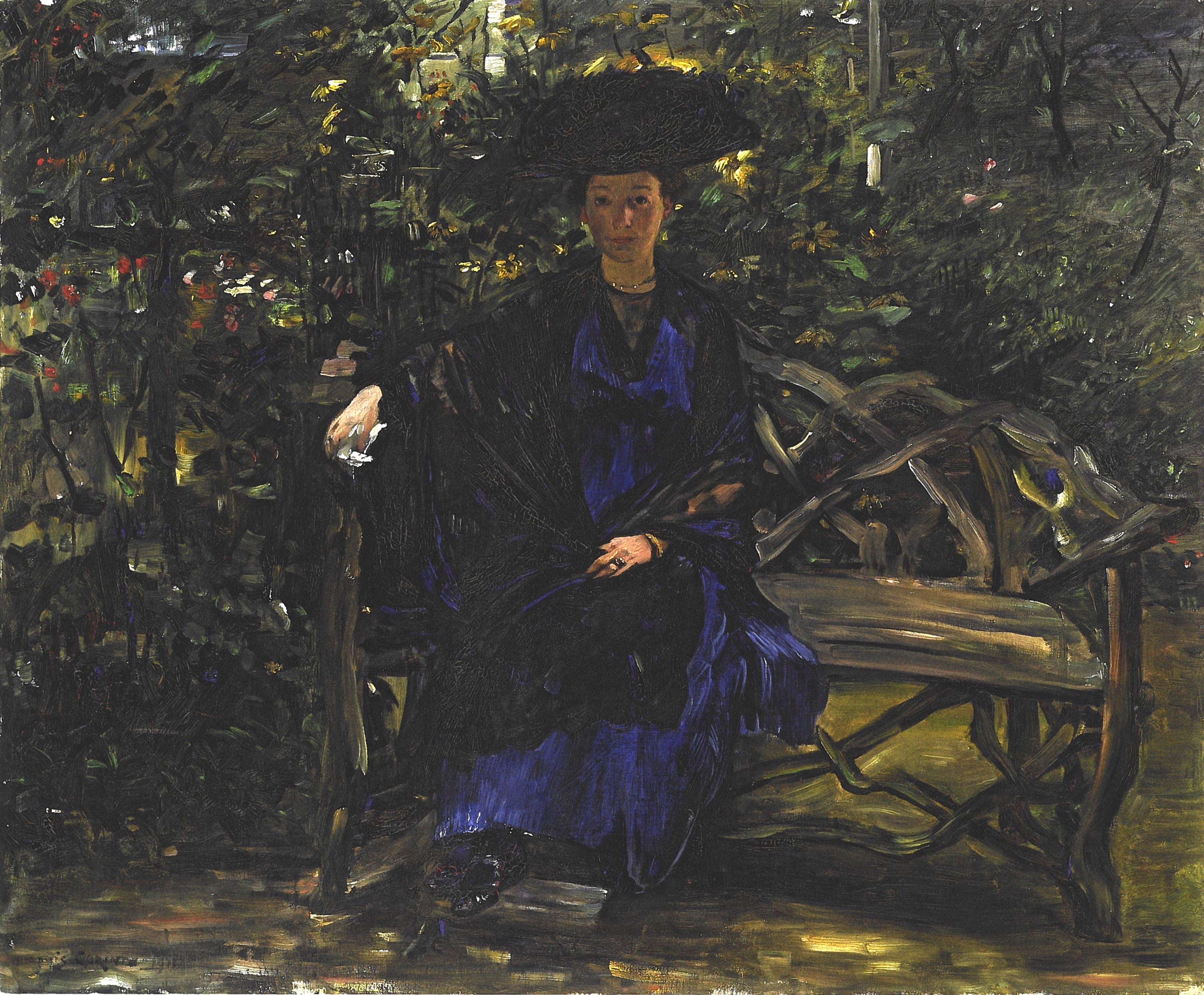 Else Kaumann auf der Gartenbank - Lovis Corinth