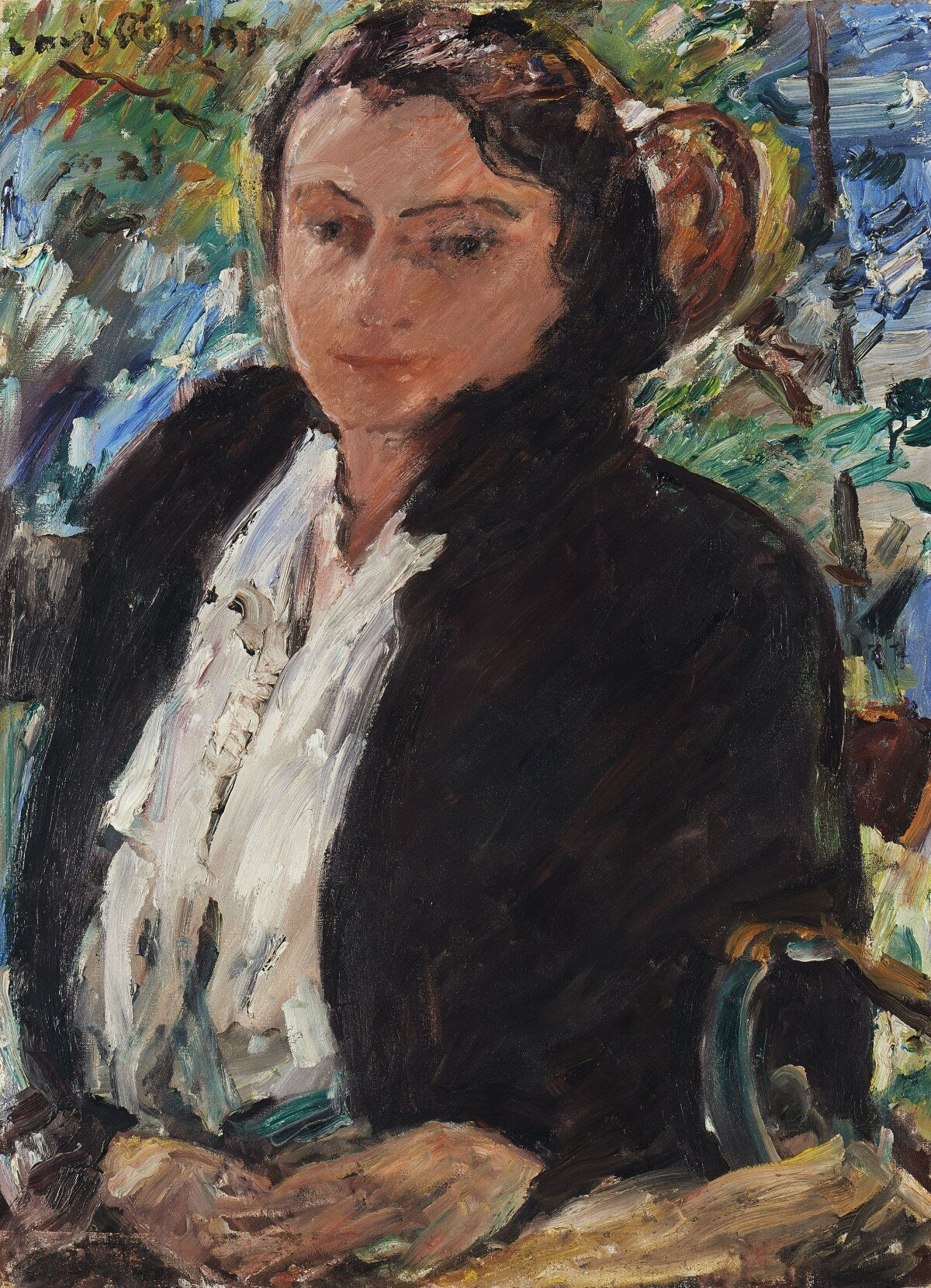 Porträt Charlotte Corinth in grüner Samtjacke - Lovis Corinth
