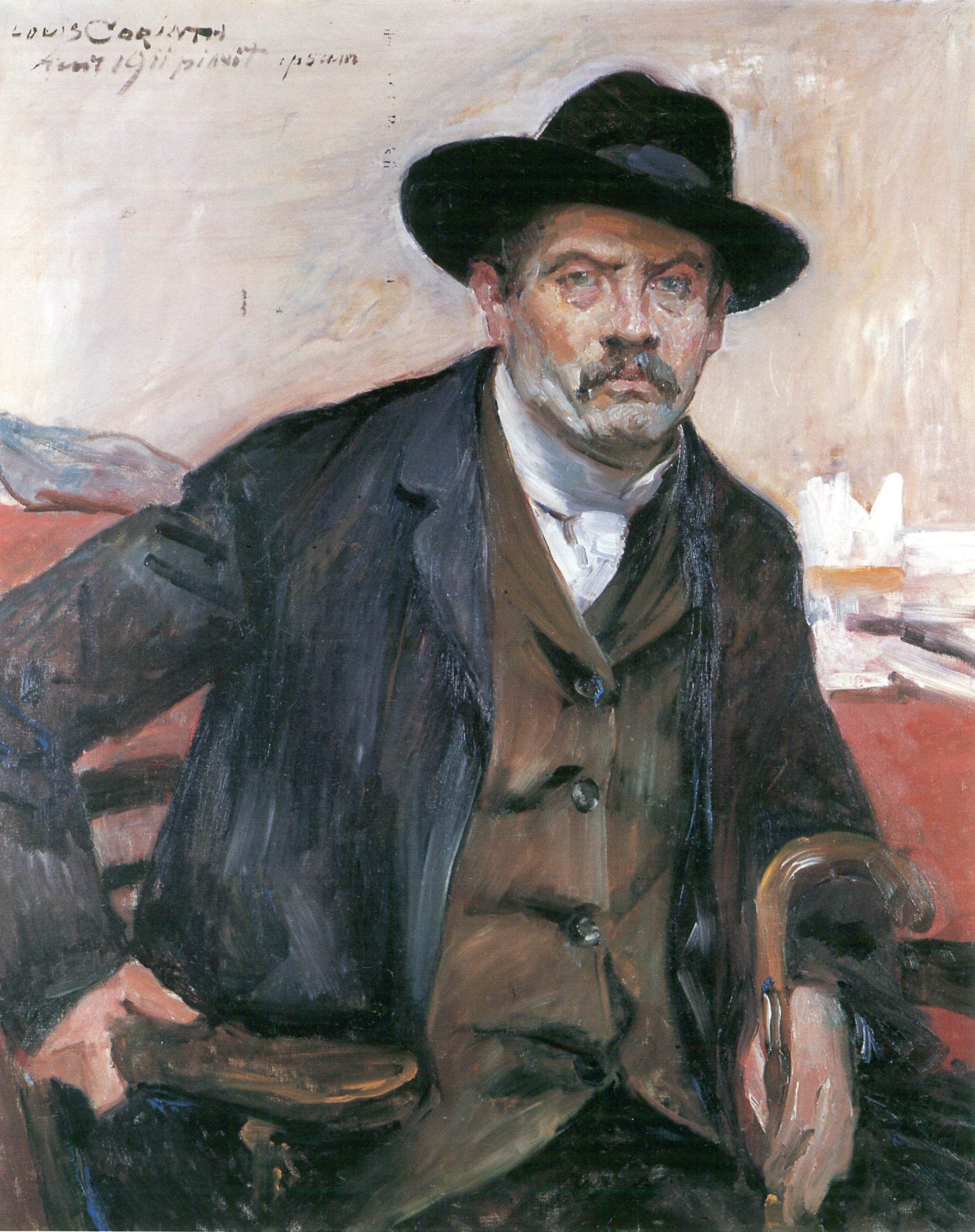 Selbstporträt mit schwarzem Hut und Stock - Lovis Corinth