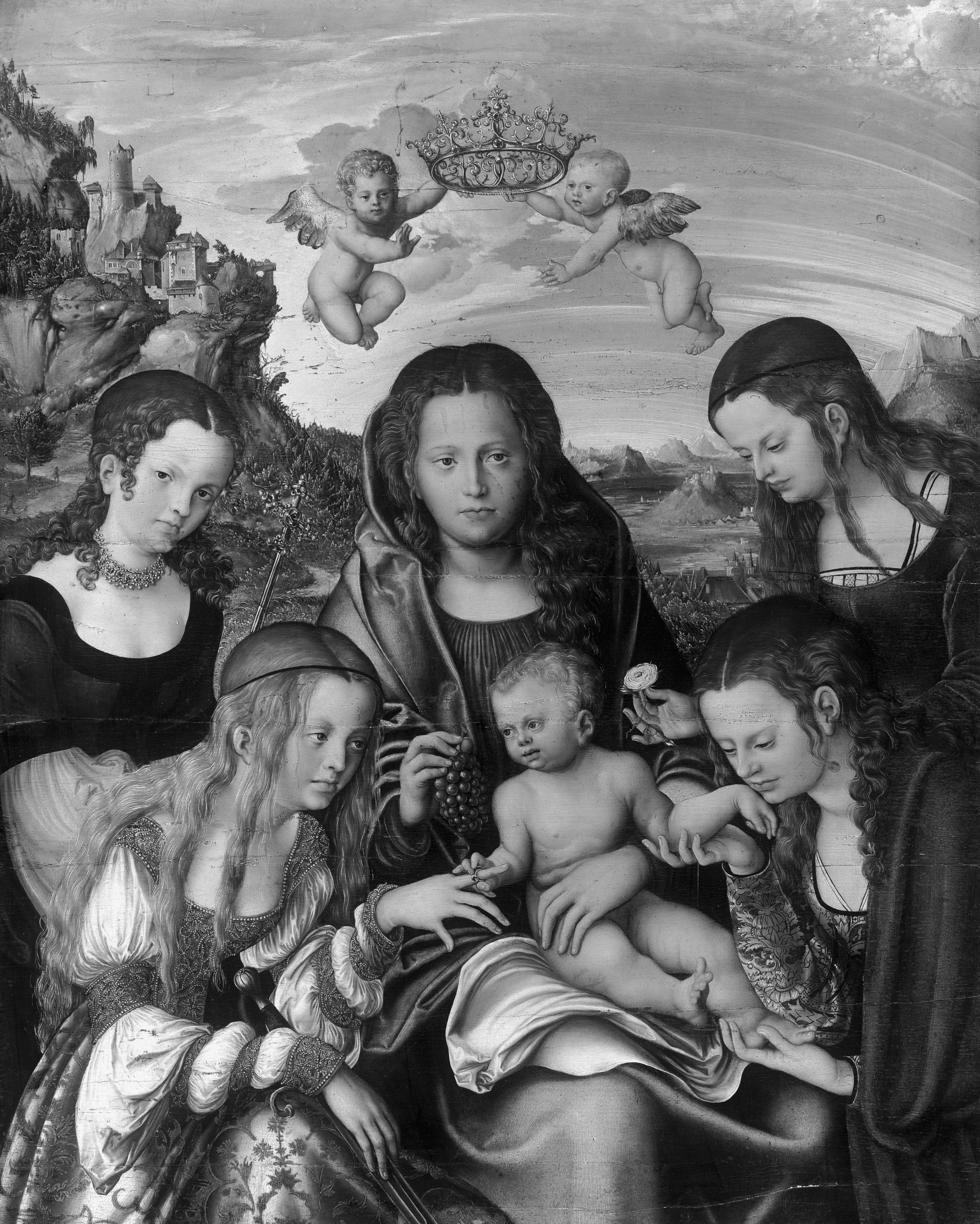 La Vierge à l'Enfant avec quatre saintes - Lucas Cranach the Elder