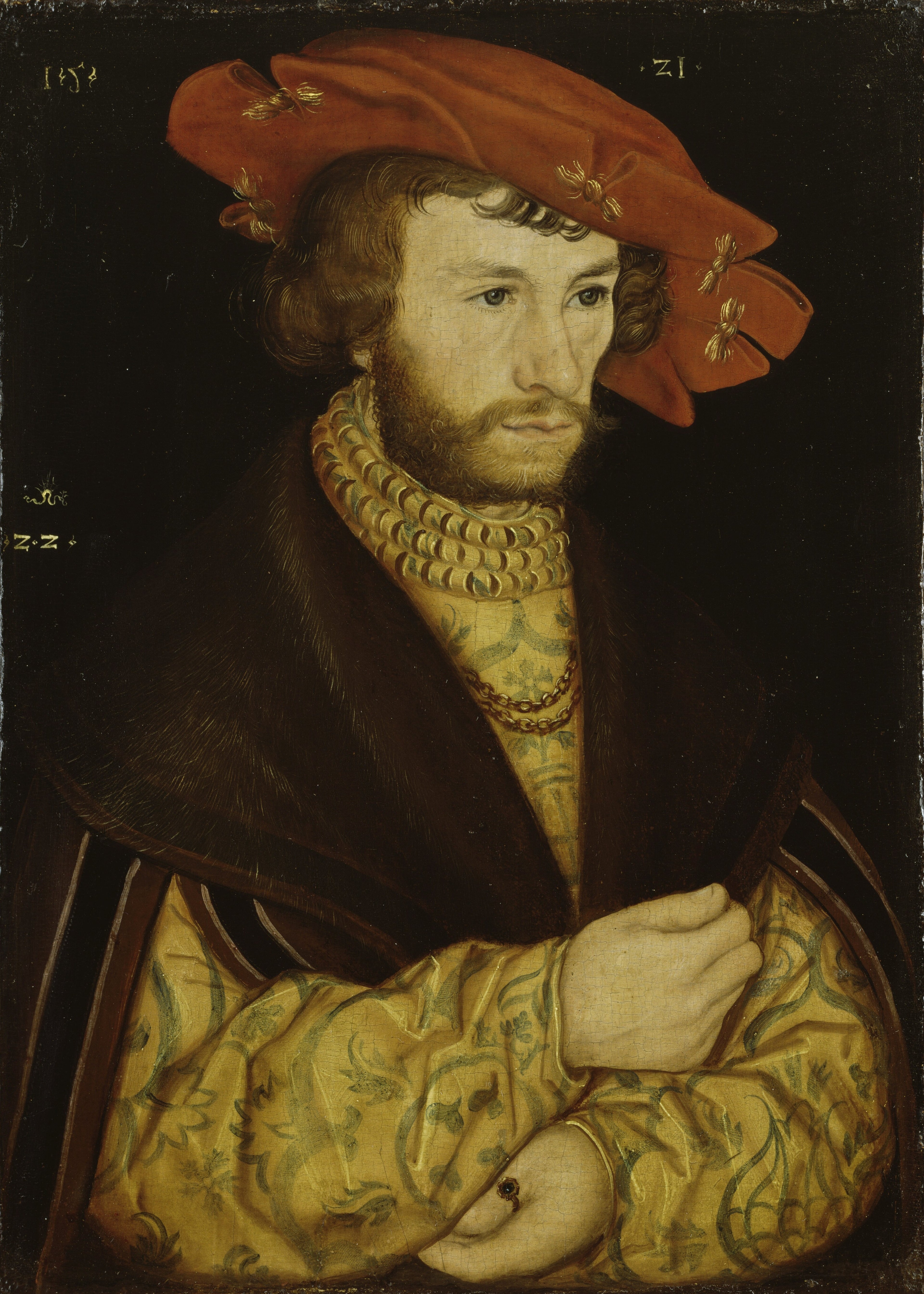 Portrait d'un jeune homme avec une barbe et un béret rouge - Lucas Cranach the Elder