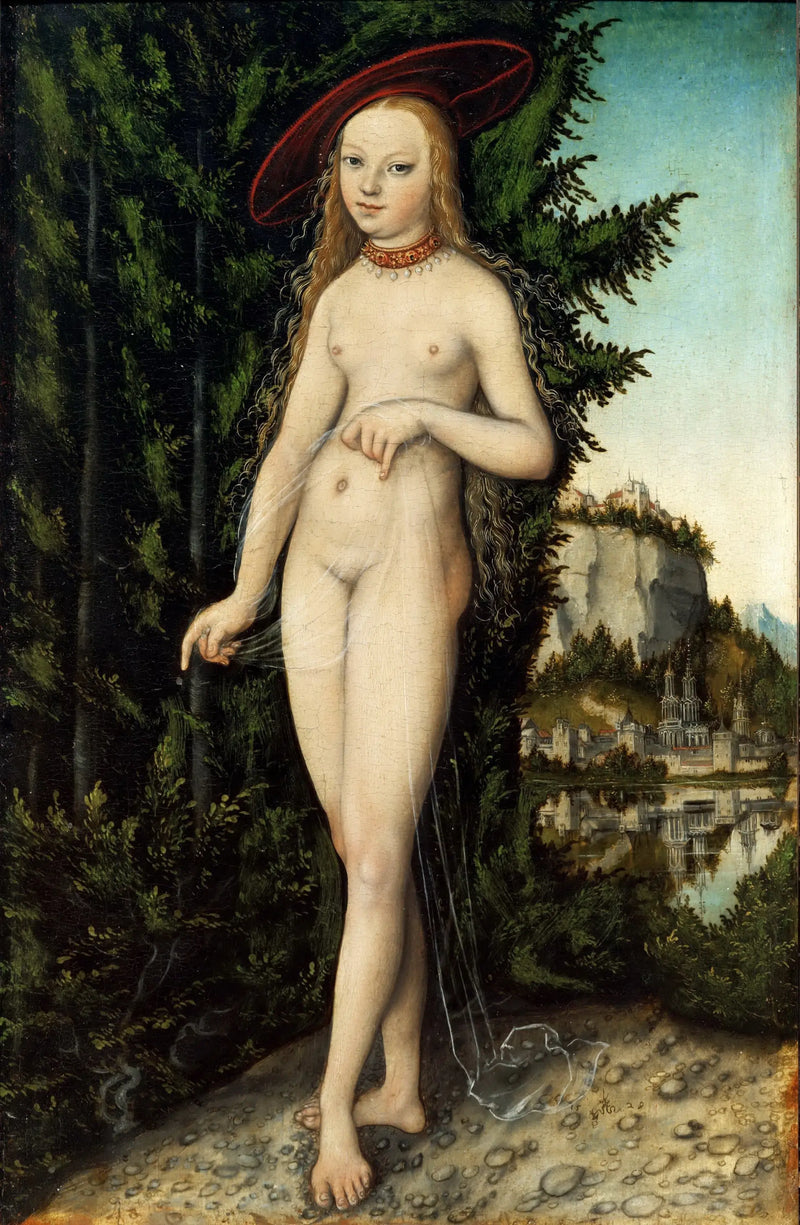 Ayakta Venus bir manzarada - Lucas Cranach the Elder