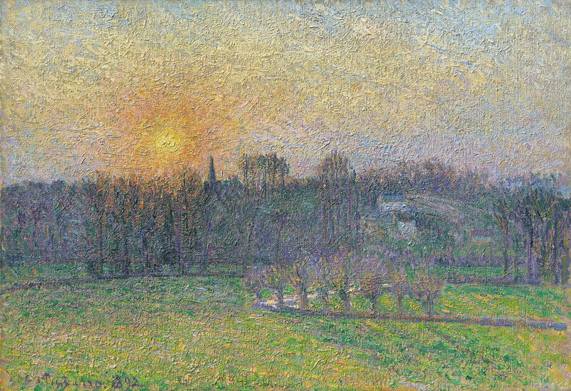 Bazincourt Manzarası, Gün Batımı - Camille Pissarro