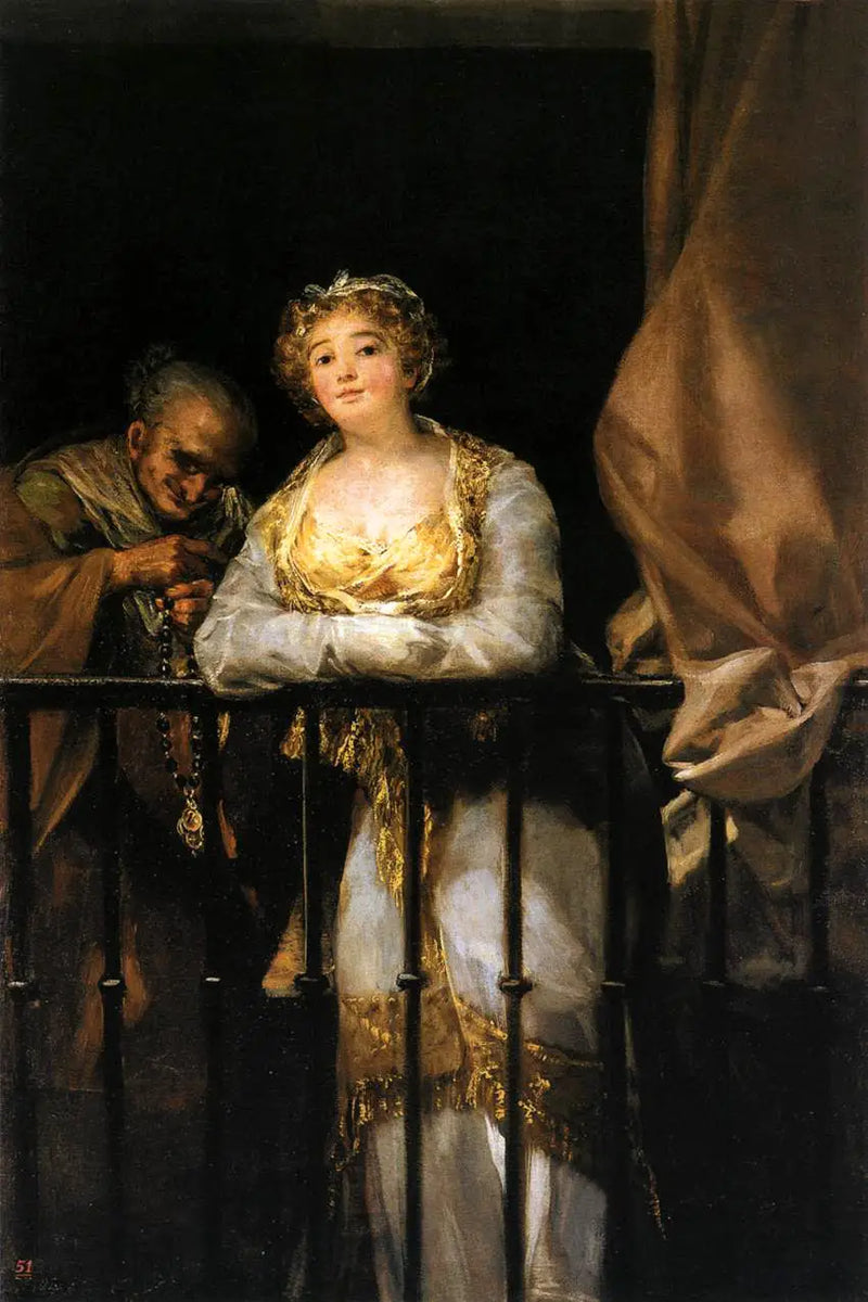 Maja ve Célestine Balkonda - Francisco de Goya
