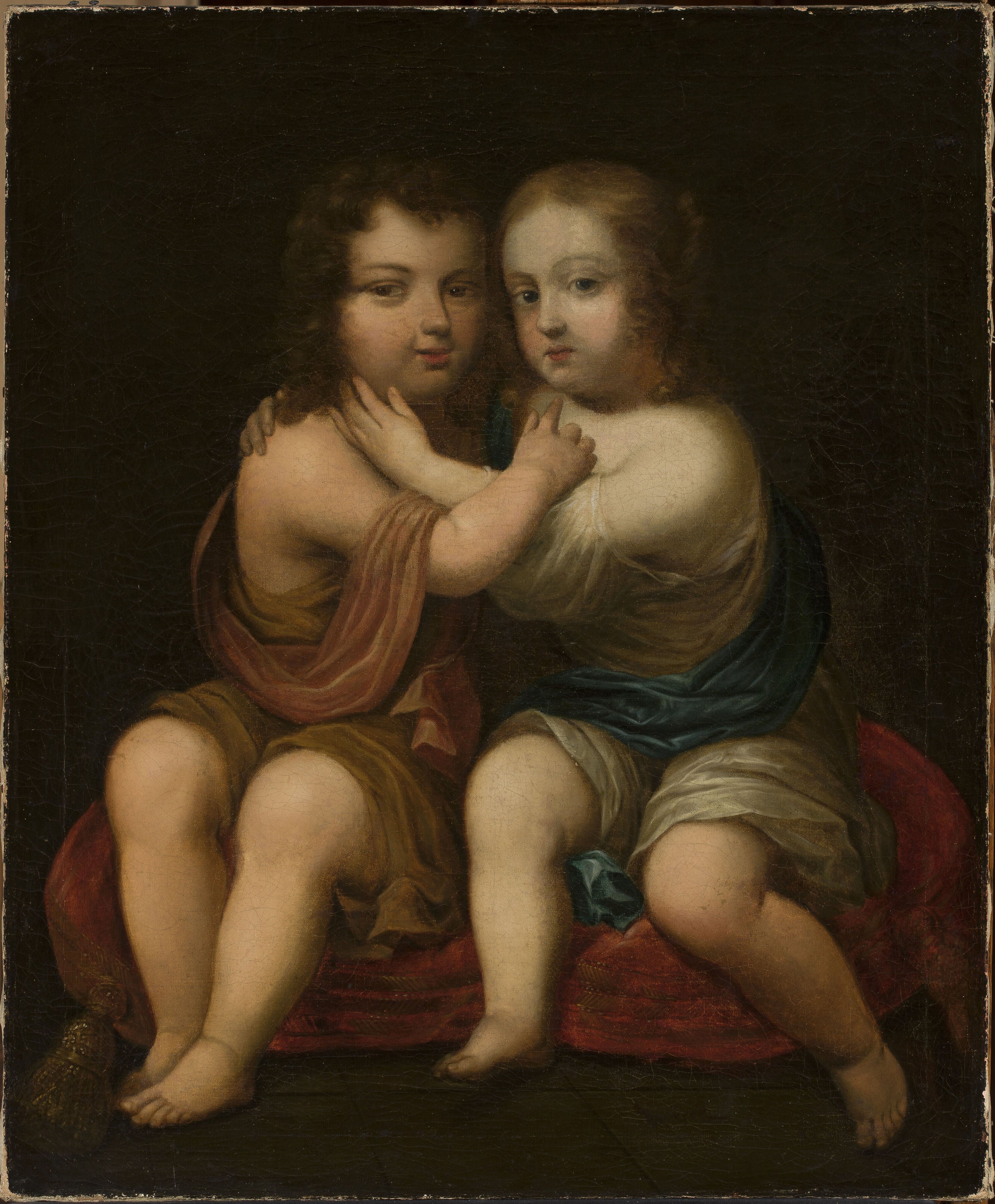 Portrait de Louis XIV enfant avec sa demi-sœur Henriette d'Angleterre. - Pierre Mignard