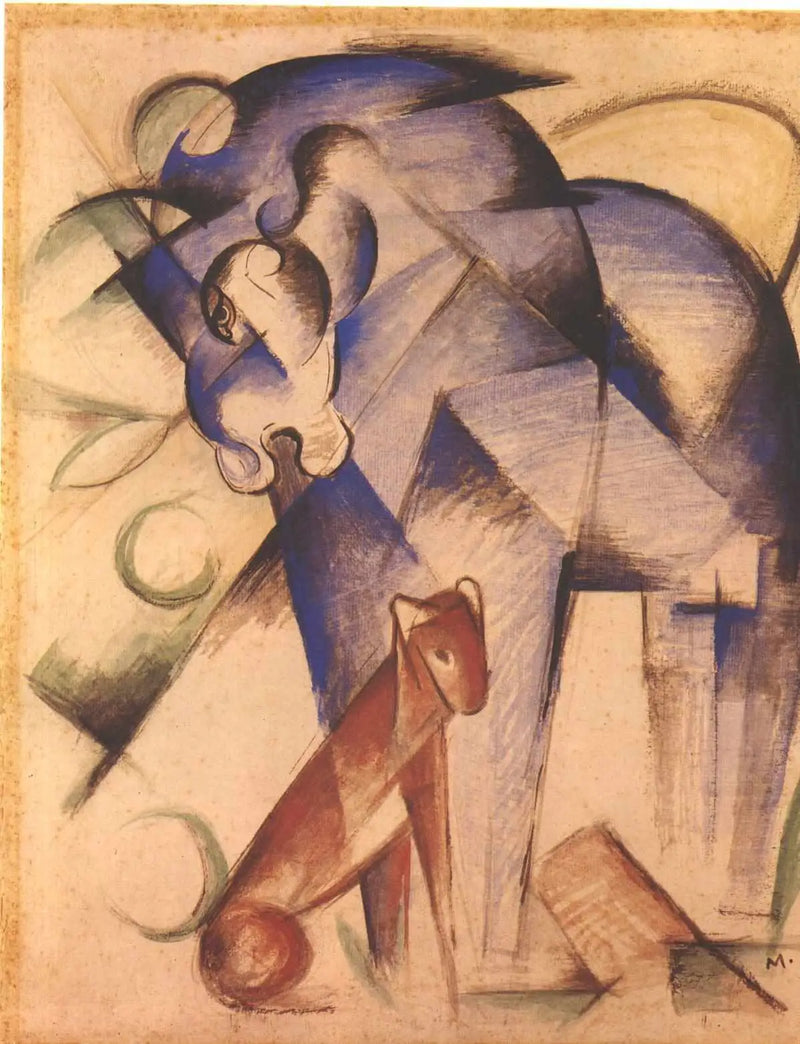 Harika Hayvanlar (mavi at ve kırmızı köpek) - Franz Marc