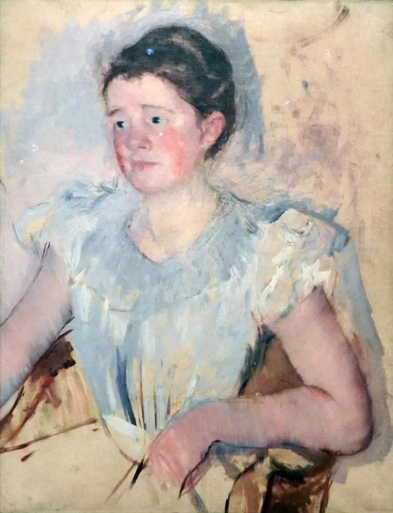 Beyaz korse giymiş kadın büstü - Mary Cassatt