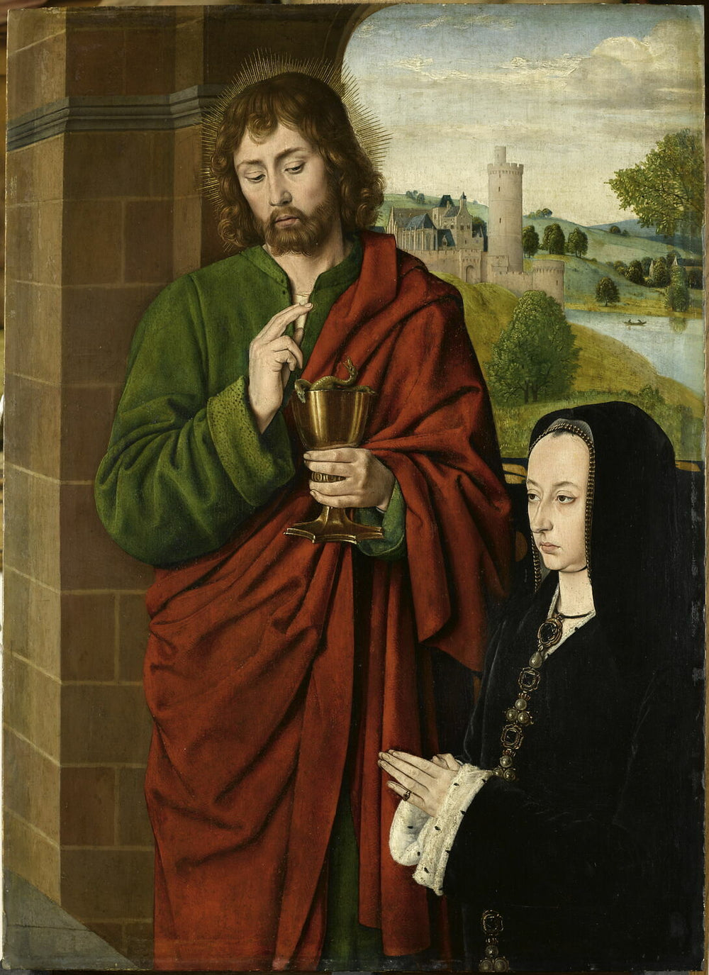 Anne de France, dame de Beaujeu, duchesse de Bourbon, présentée par saint Jean l'évangéliste - Jean Hey