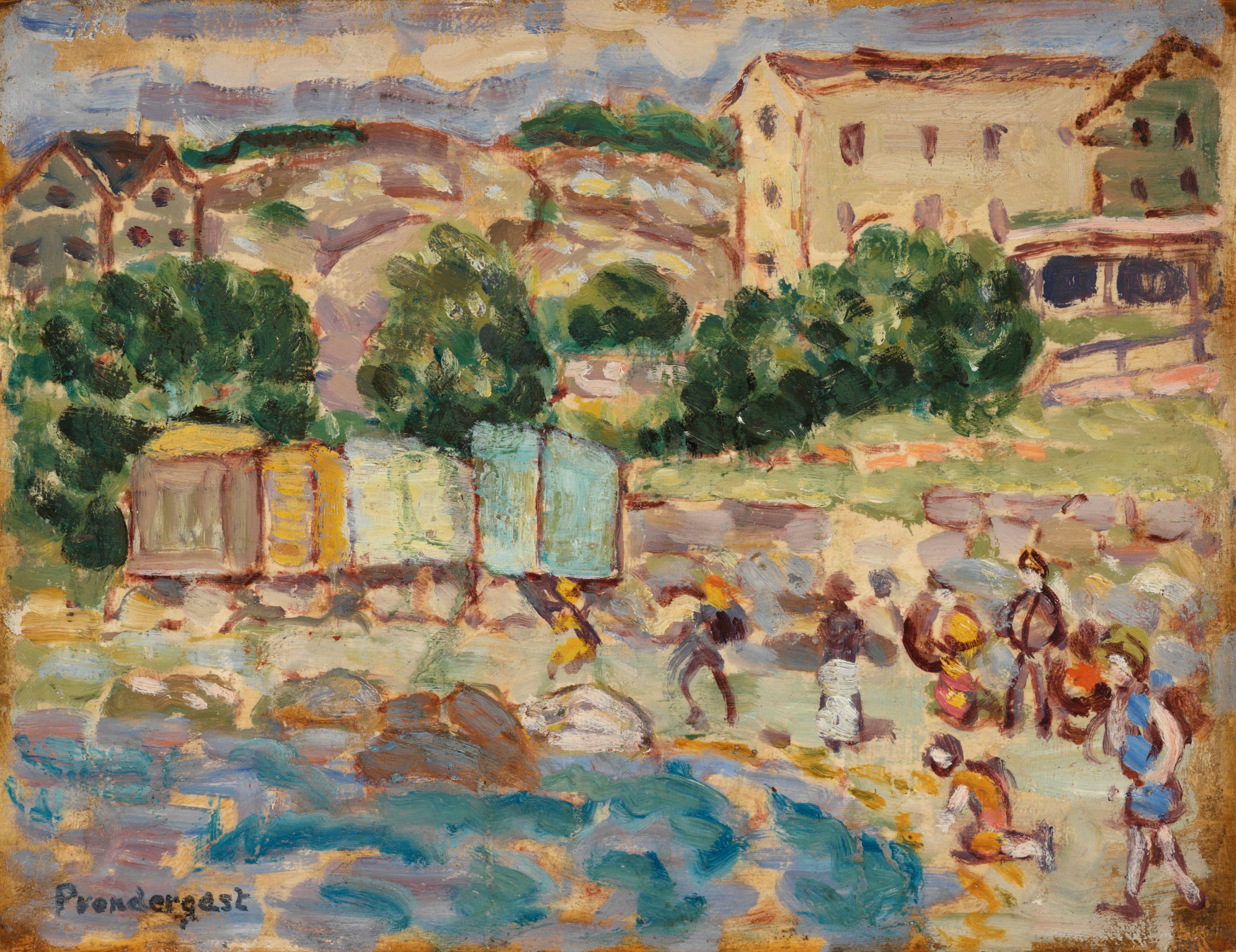 Plage et village - Maurice Prendergast
