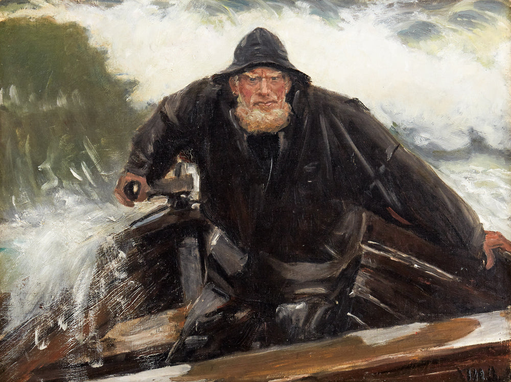 Pêcheur en mer agitée. - Michael Peter Ancher - Alpha Reproduction