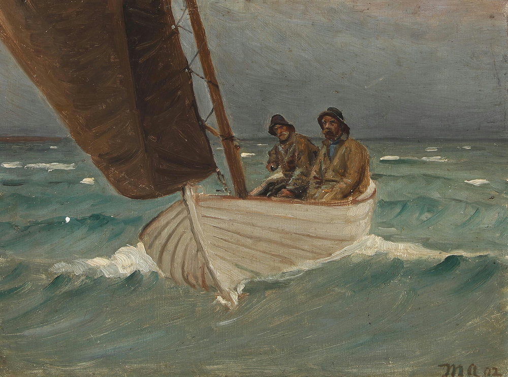 Des pêcheurs de Skagen rentrent chez eux. - Michael Peter Ancher - Alpha Reproduction
