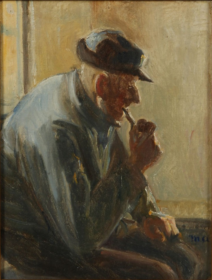 Bir balıkçı piposunu tüten iç mekan - Michael Peter Ancher