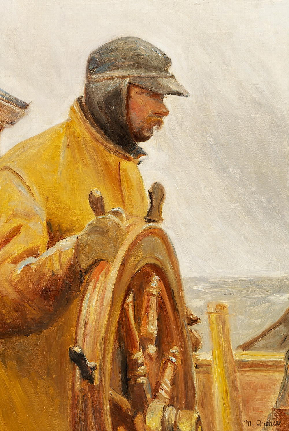 Konrad à la barre. Un pêcheur de Skagen dirige un bateau. - Michael Peter Ancher - Alpha Reproduction