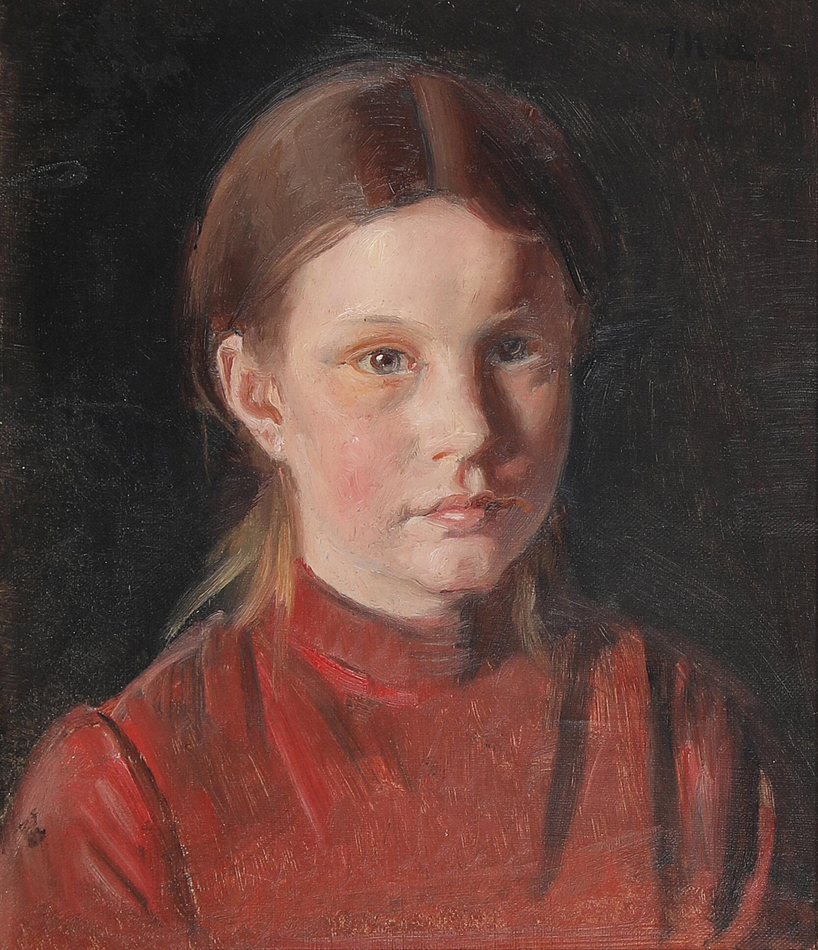 Portrait d’une petite fille en robe rouge. - Michael Peter Ancher - Alpha Reproduction