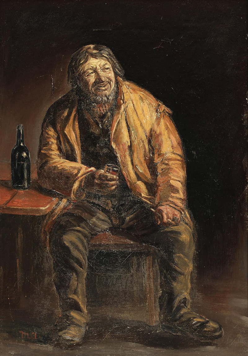 Skagen'den balıkçı Lars Gaihede portresi, bir bardak tadını çıkarıyor - Michael Peter Ancher