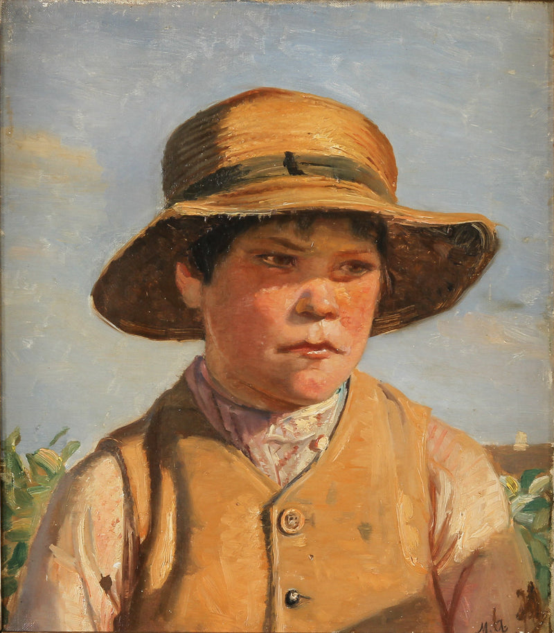 Saman şapkalı genç bir adamın portresi. - Michael Peter Ancher