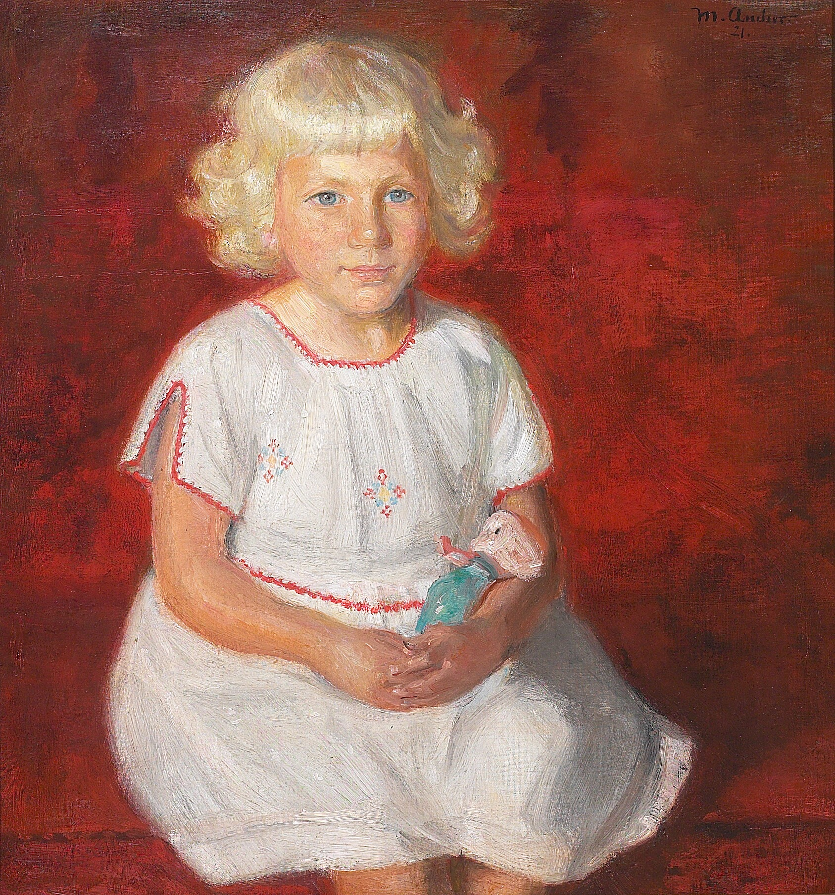Rose de Skagen. Jeune pêcheuse en tenue du dimanche. - Michael Peter Ancher