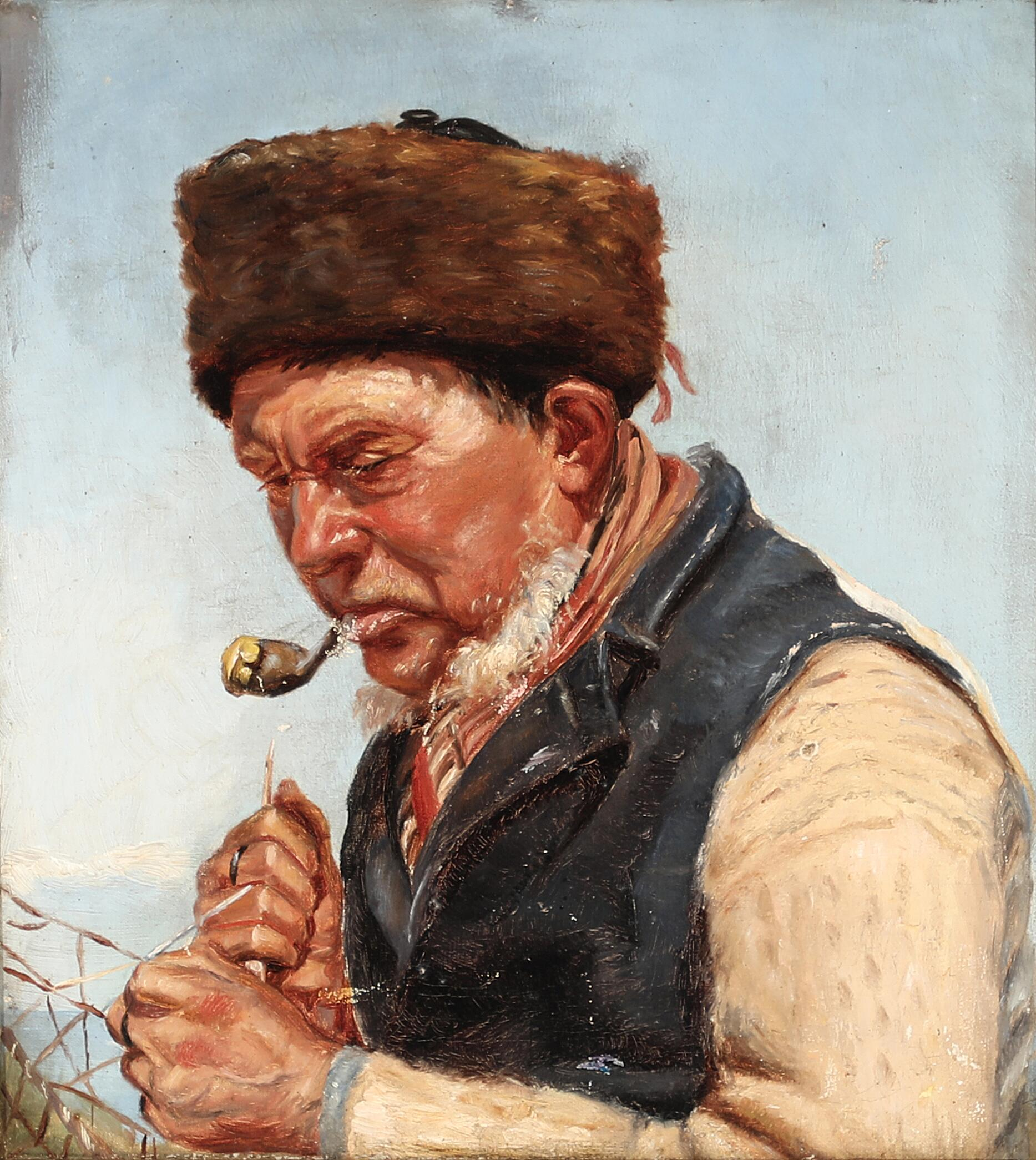 Le pêcheur Niels Gaihede répare un filet de pêche. - Michael Peter Ancher - Alpha Reproduction