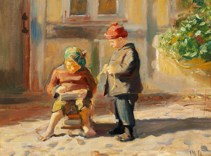 Oynayan küçük çocuklar. - Michael Peter Ancher