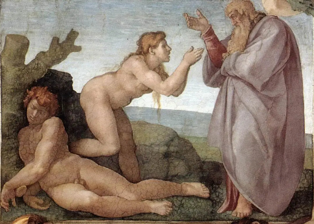 Reproduction du tableau « La Création d'Ève - Michel-Ange » par Alpha Reproduction en peinture à l’huile