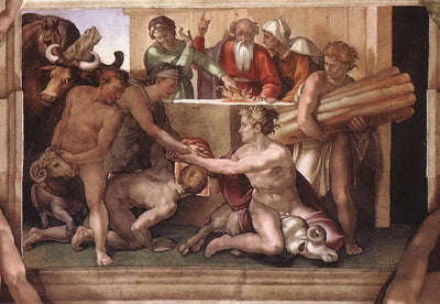 Reproduction du tableau « Le Sacrifice de Noé - Michel-Ange » par Alpha Reproduction en peinture à l’huile